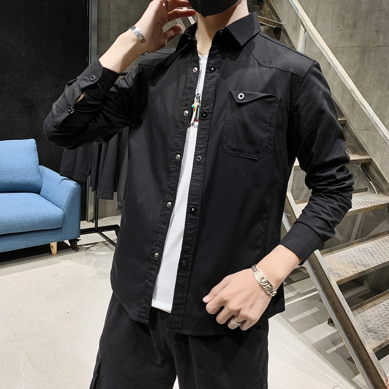 Cămașă bărbătească stilată în mai multe culori, cu mâneci lungi și buzunar