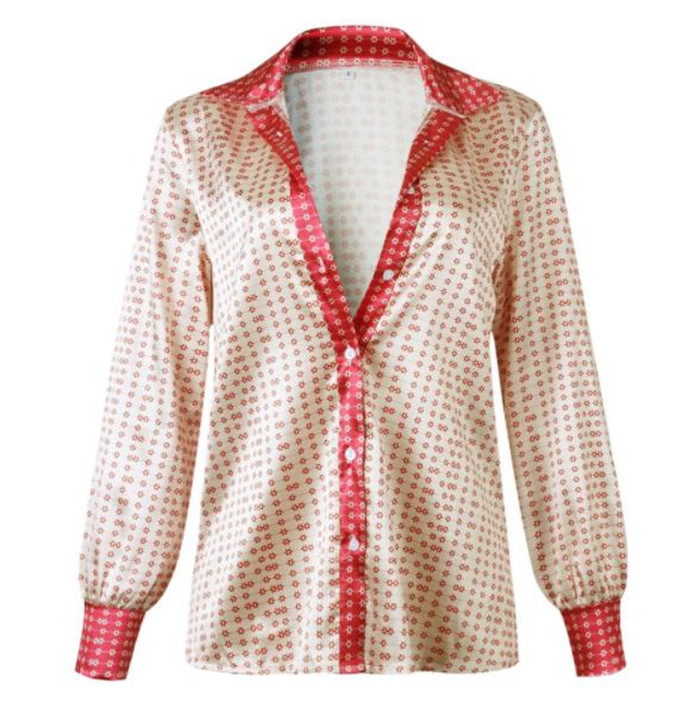 Modern női ing gombokkal és színes mintával több színben