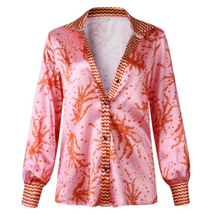 Modern női ing gombokkal és színes mintával több színben