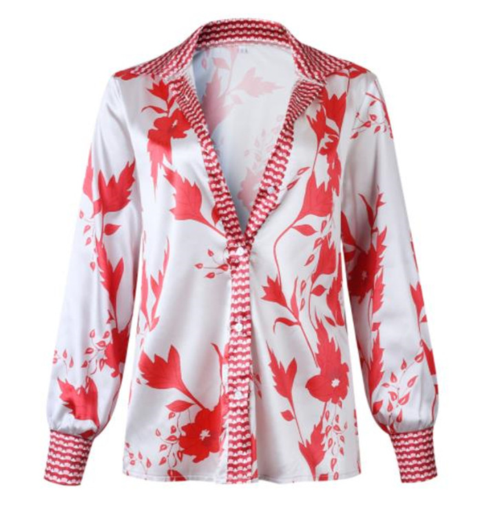 Modern női ing gombokkal és színes mintával több színben