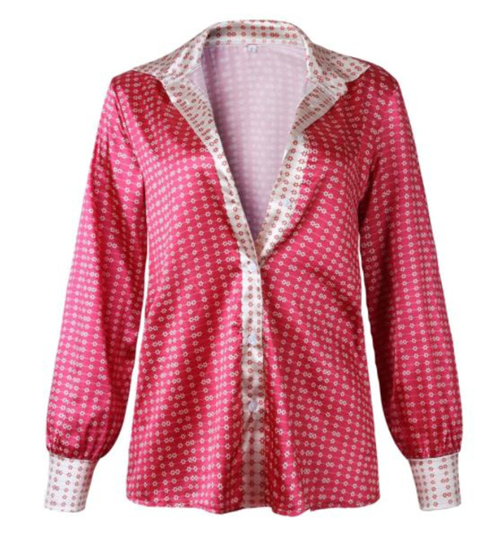 Modern női ing gombokkal és színes mintával több színben