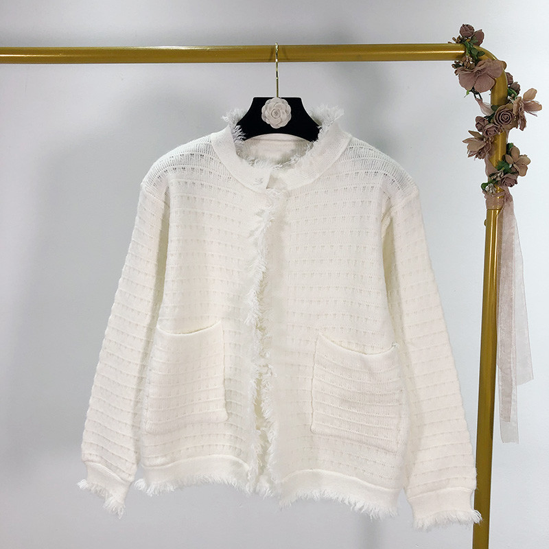 Cardigan de dama cu nasturi si franjuri in trei culori