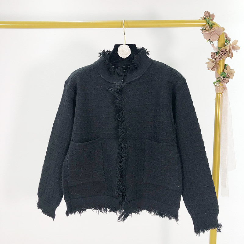 Cardigan de dama cu nasturi si franjuri in trei culori