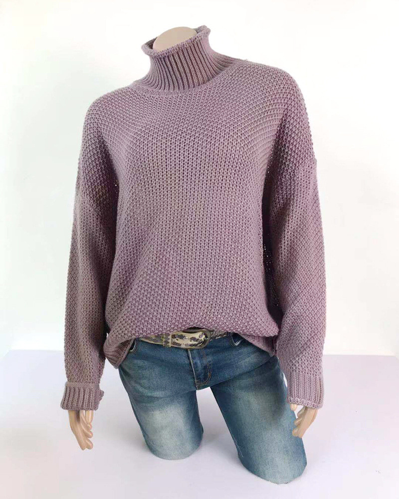 Pulover de dama cu guler inalt in mai multe culori