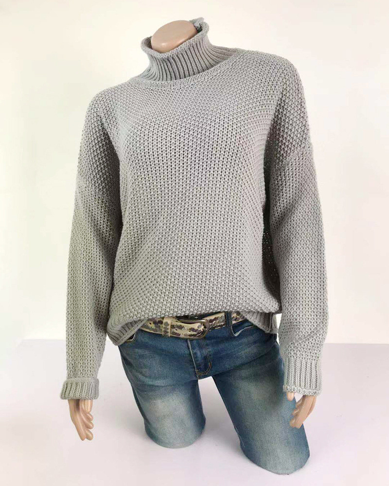 Pulover de dama cu guler inalt in mai multe culori