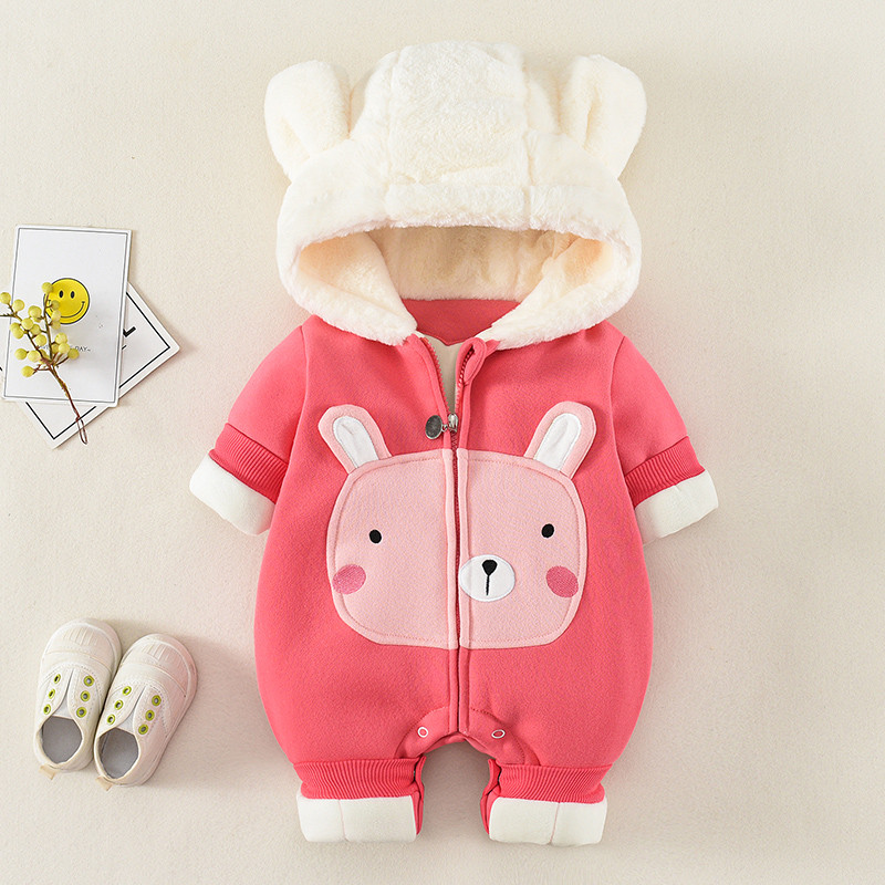 Βρεφική ολοσωμη φόρμα  με κουκούλα και φερμουάρ για κορίτσια