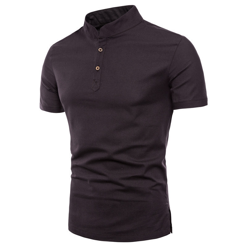 Tricou barbatesc modern cu maneci scurte si nasturi in mai multe culori