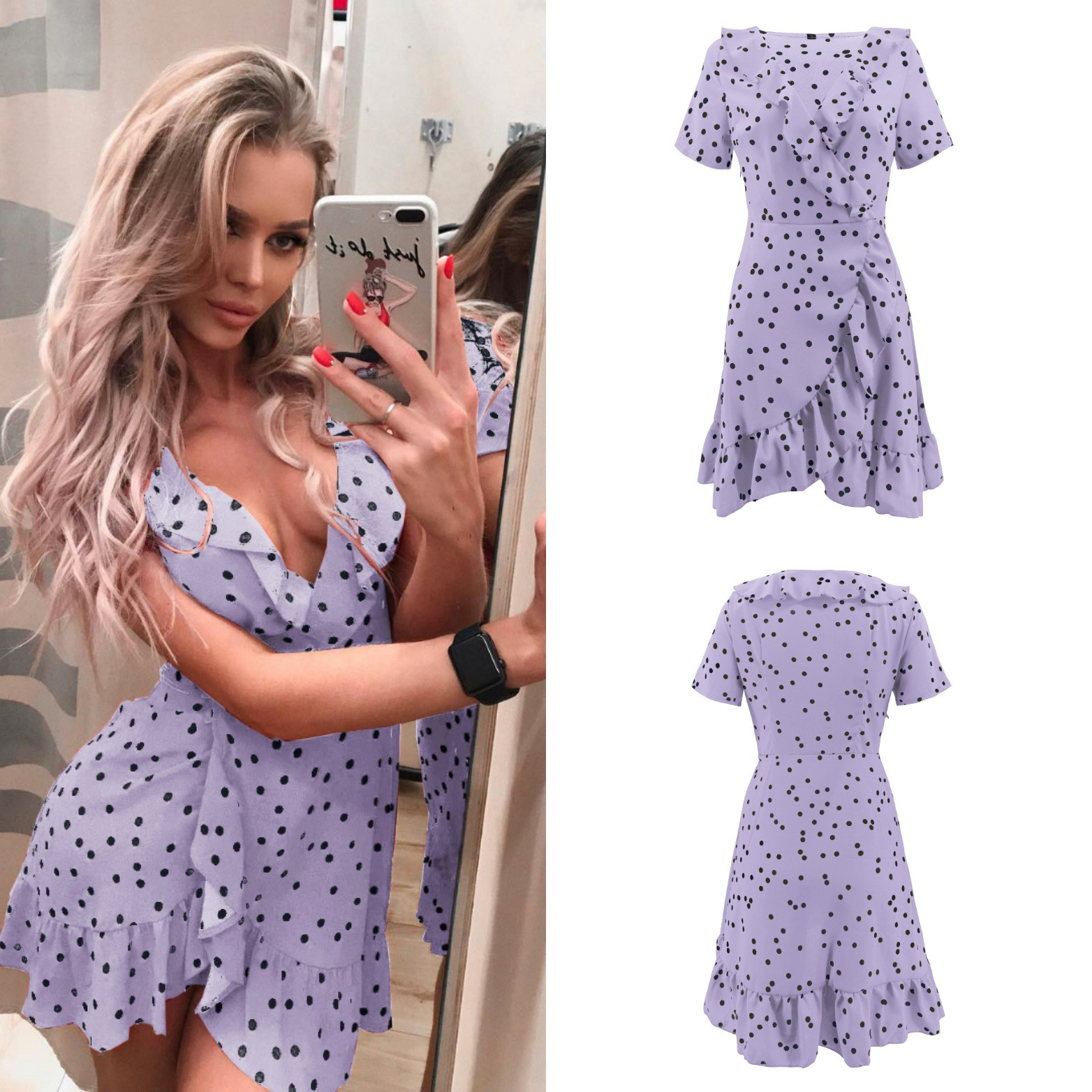 Rochie scurta de dama eleganta cu decolteu adanc in mai multe culori