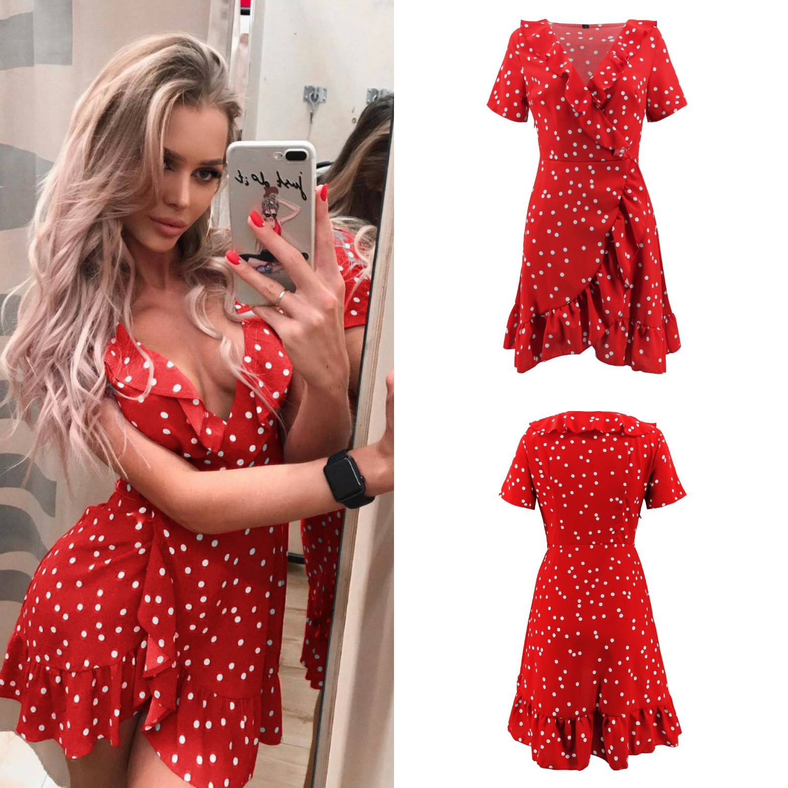 Rochie scurta de dama eleganta cu decolteu adanc in mai multe culori