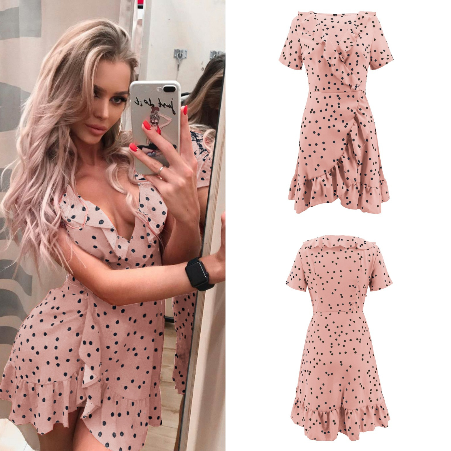 Rochie scurta de dama eleganta cu decolteu adanc in mai multe culori