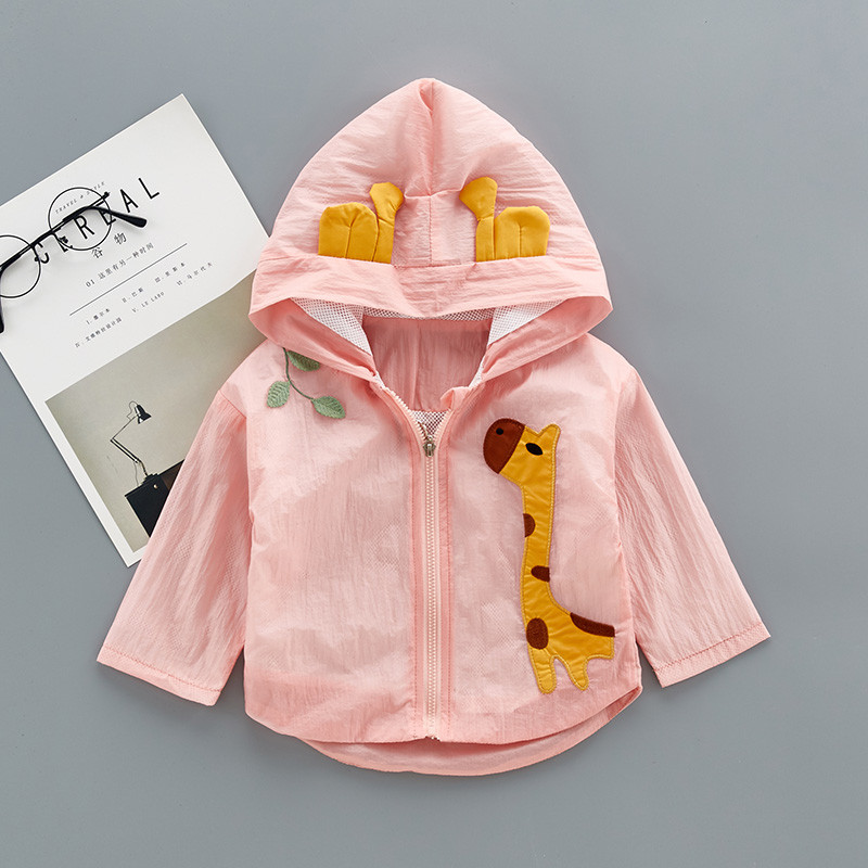 Geaca actuala pentru copii pentru fete si baieti cu element 3D si gluga in alb, roz si albastru