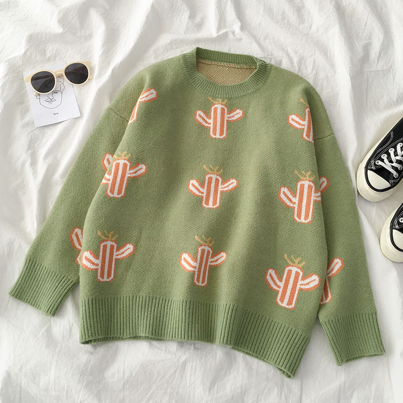 Pulover de damă modern cu decolteu O și model de culoare