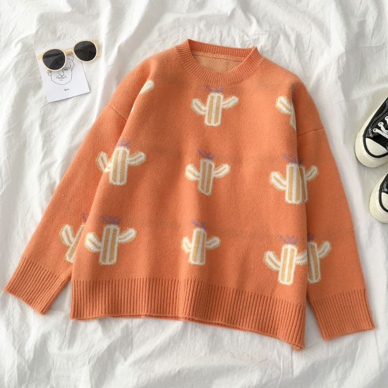 Pulover de damă modern cu decolteu O și model de culoare