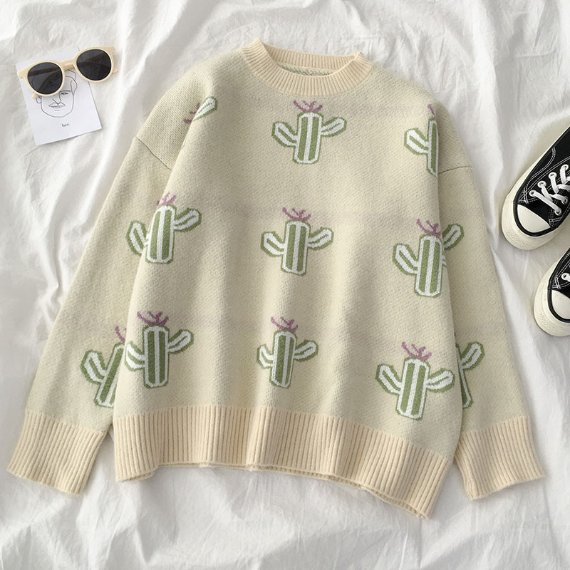 Pulover de damă modern cu decolteu O și model de culoare