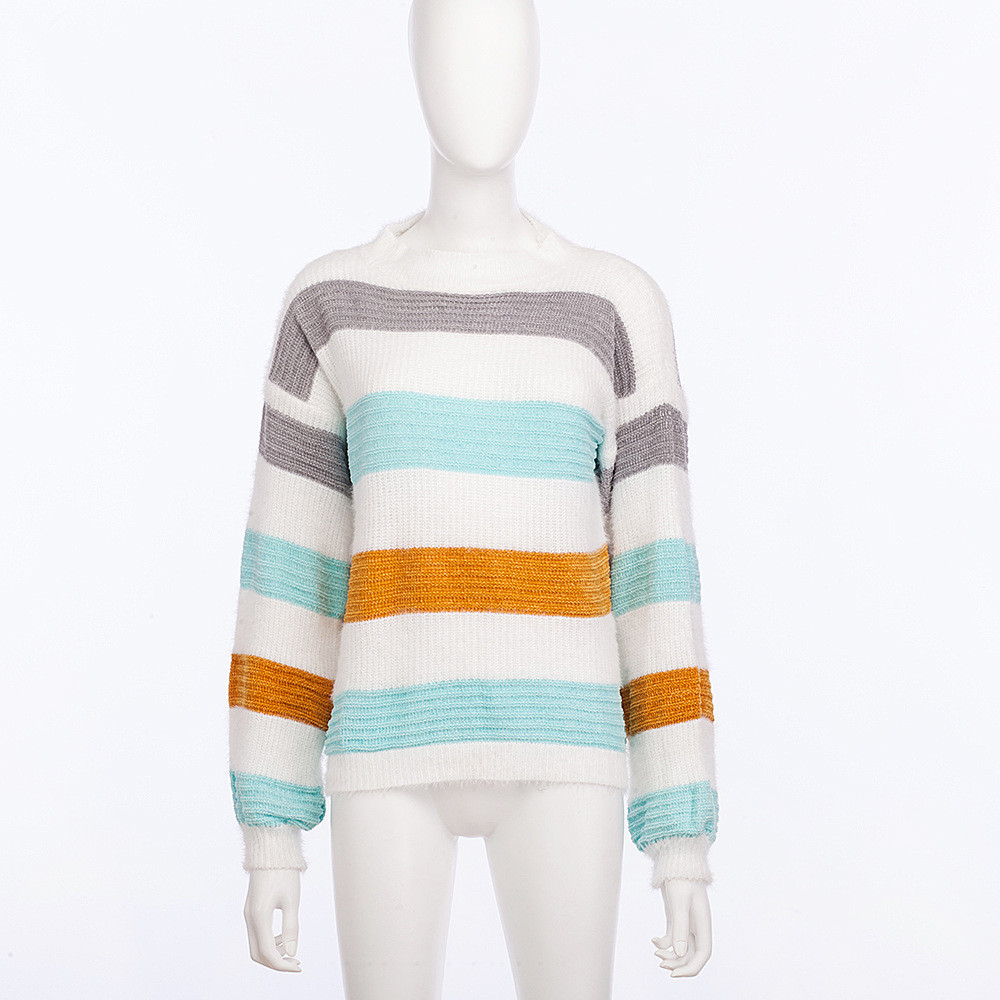 Μοντέρνο χνουδωτό γυναικείο πουλόβερ  με O-λαιμό σε τρία χρώματα