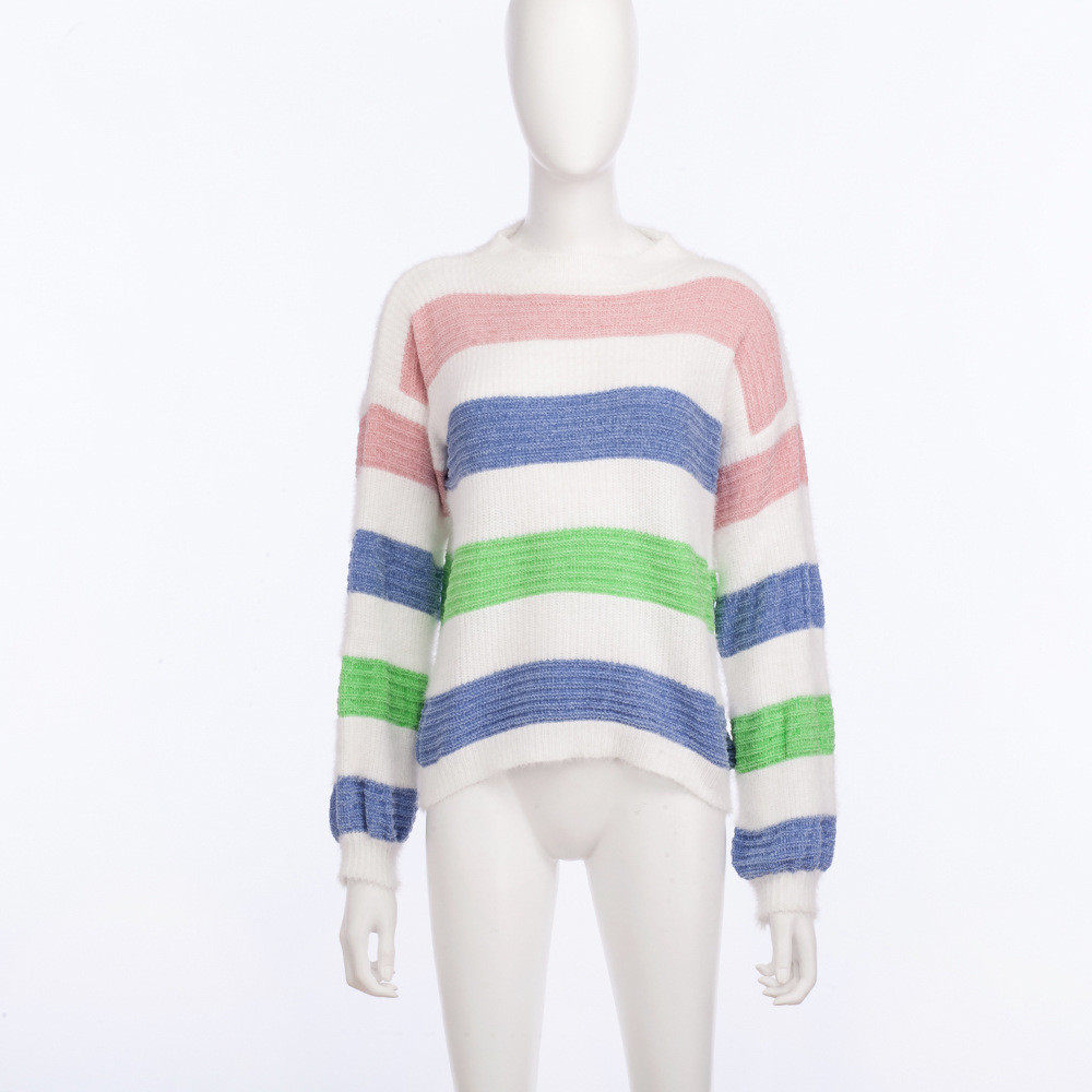 Μοντέρνο χνουδωτό γυναικείο πουλόβερ  με O-λαιμό σε τρία χρώματα