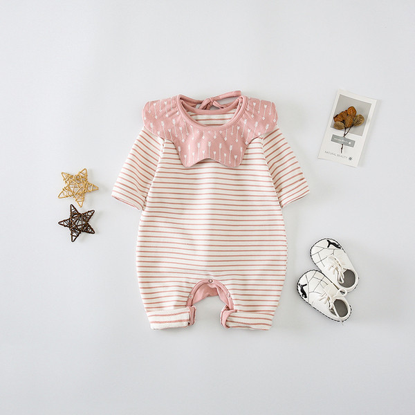 Νέο μοντέλο  βρεφική ολόσωμη φόρμα για κορίτσια με ζώνη O-neck