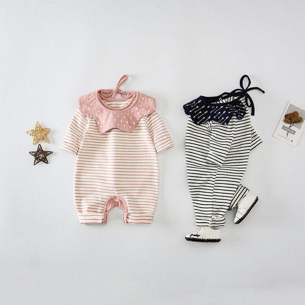 Νέο μοντέλο  βρεφική ολόσωμη φόρμα για κορίτσια με ζώνη O-neck