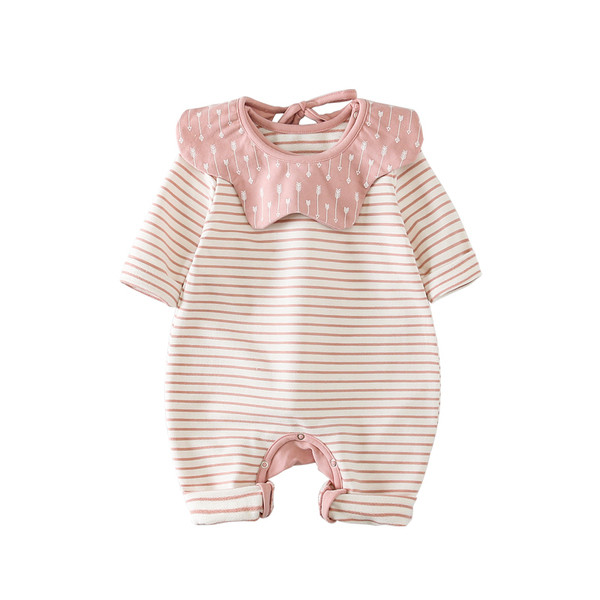 Νέο μοντέλο  βρεφική ολόσωμη φόρμα για κορίτσια με ζώνη O-neck