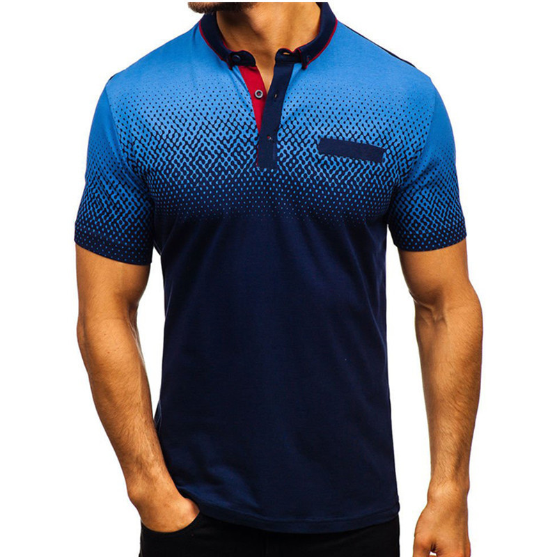 Casual ανδρικό  T-shirt με κοντό μανίκια και κουμπιά σε πέντε χρώματα