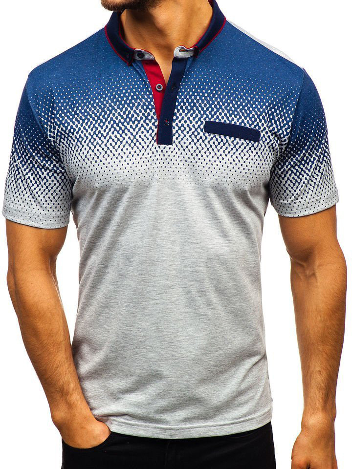Casual ανδρικό  T-shirt με κοντό μανίκια και κουμπιά σε πέντε χρώματα