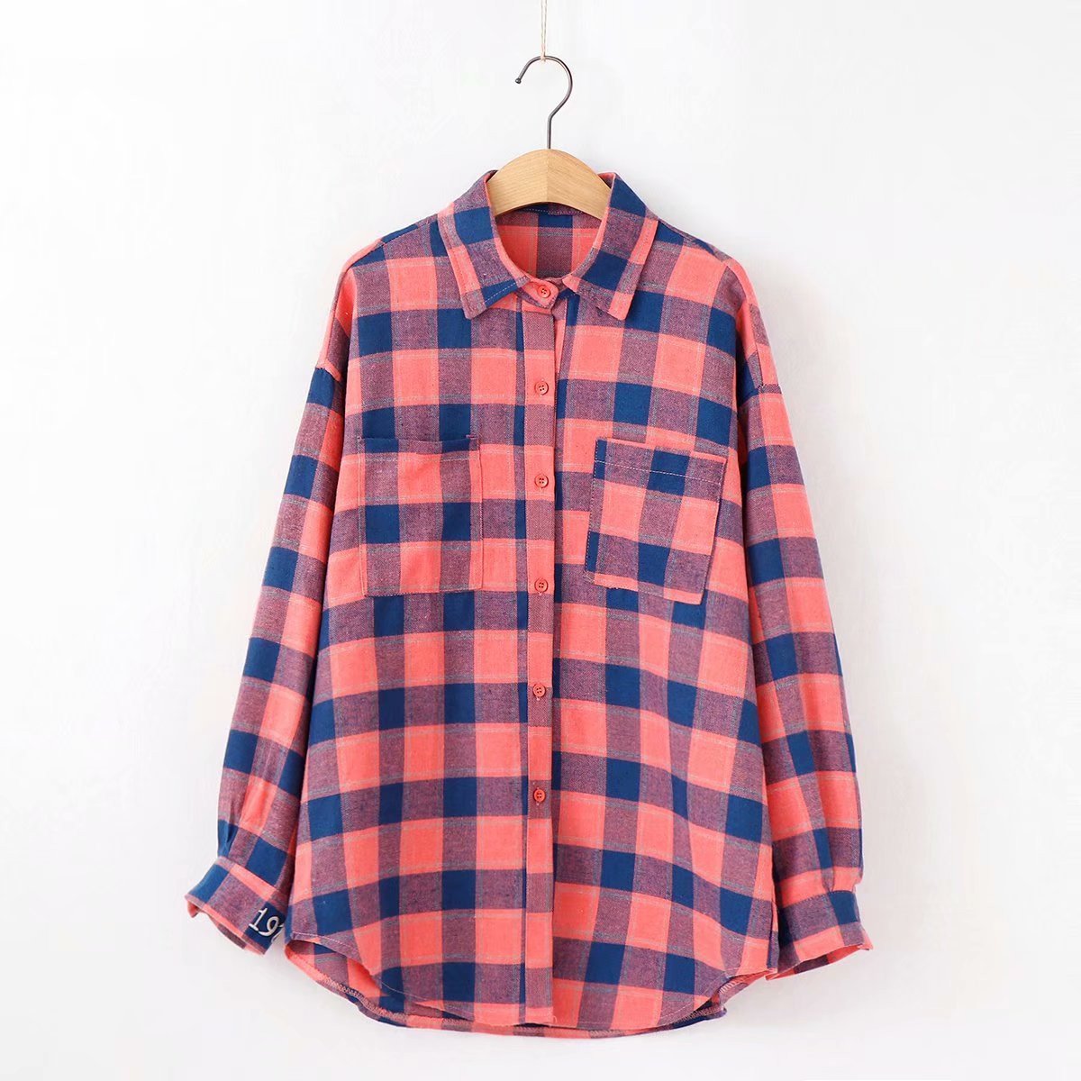 Új modell kockás női ing klasszikus gallérral és hosszú ujjal