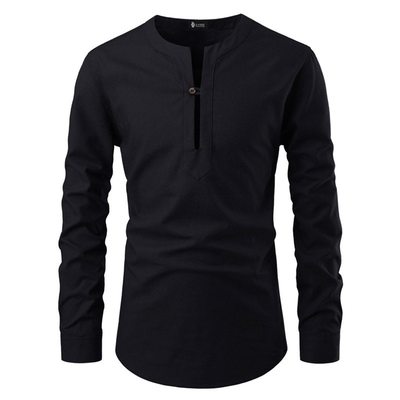 Modern férfi blúz, hosszú ujjal és gombokkal, négy színben