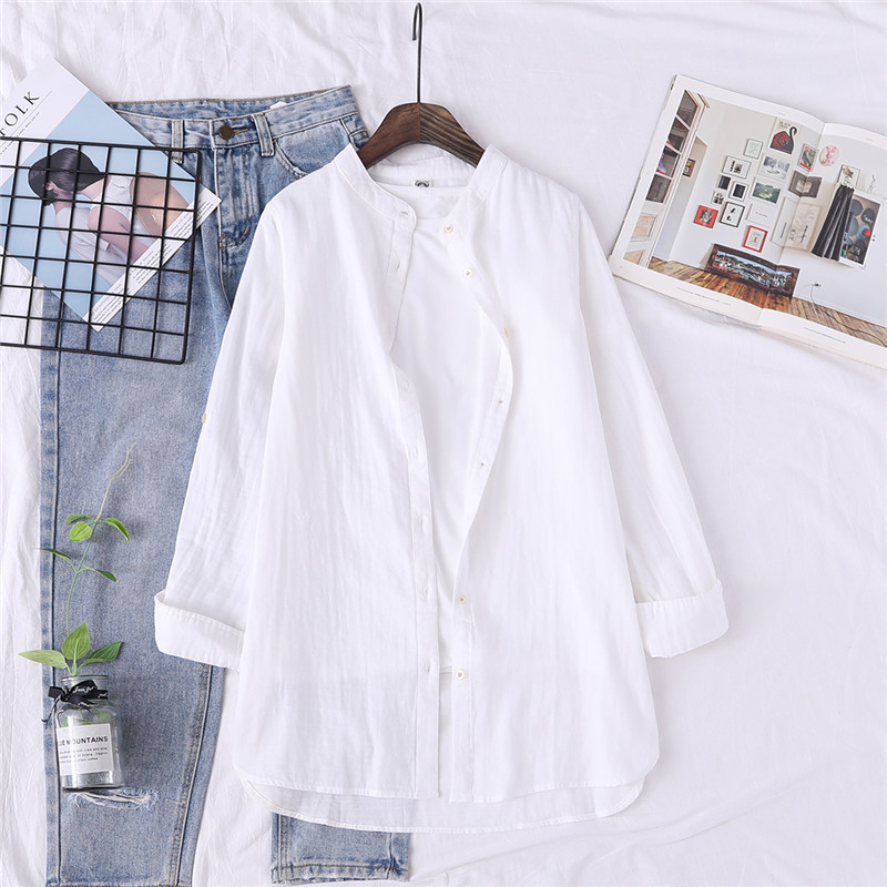 Modern női hosszú ing alacsony gallérral, több színben