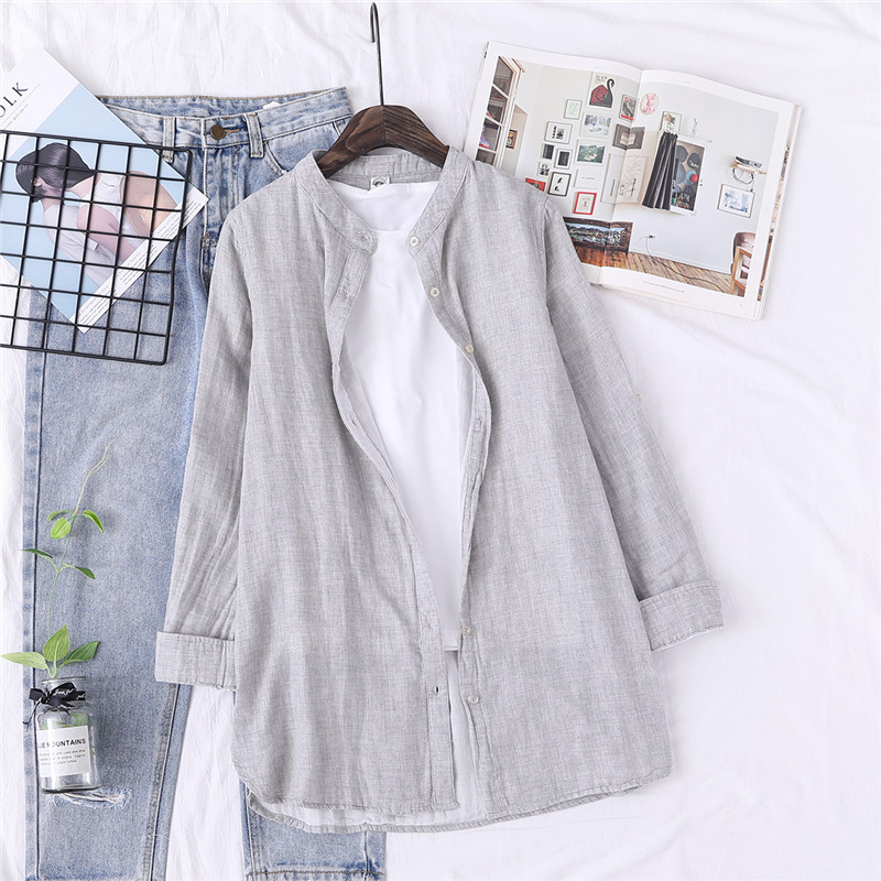 Modern női hosszú ing alacsony gallérral, több színben