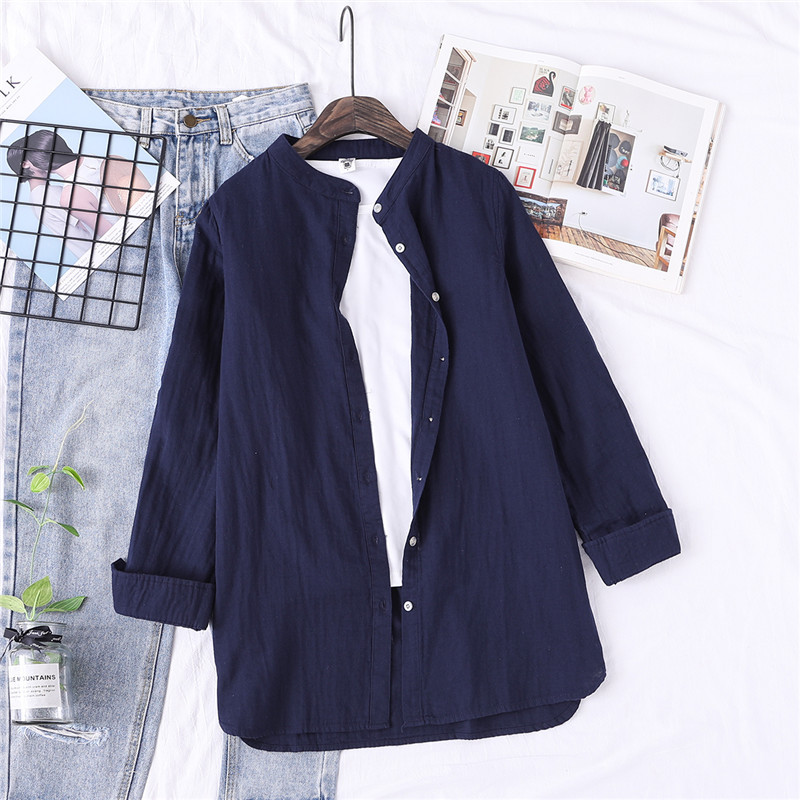 Modern női hosszú ing alacsony gallérral, több színben