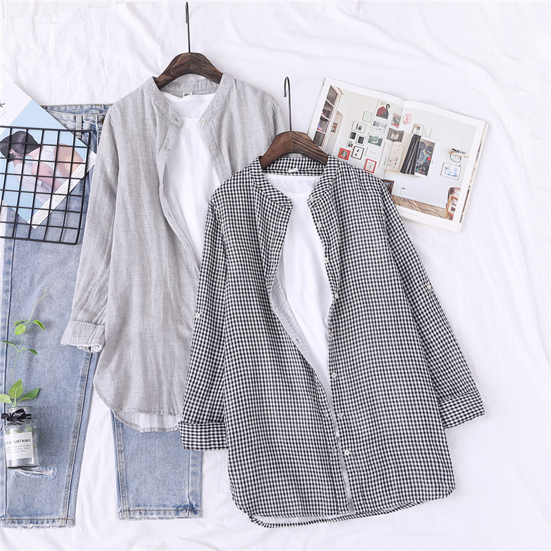 Modern női hosszú ing alacsony gallérral, több színben