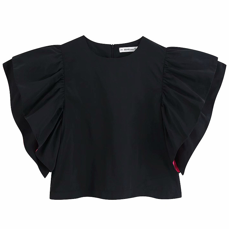 Bluza moderna dama - model scurt culoare neagra