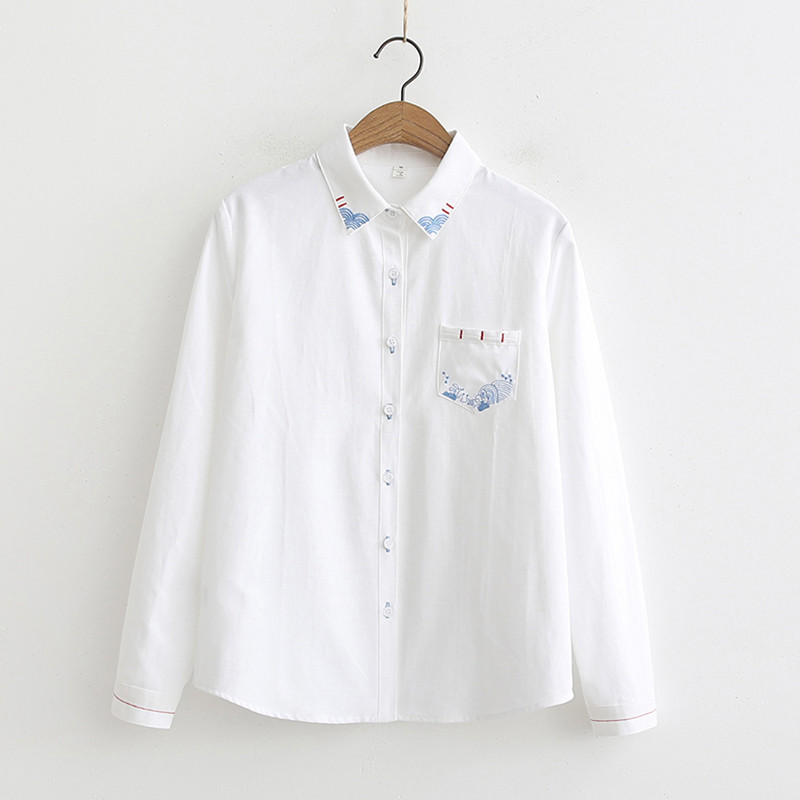 Modern női ing klasszikus gallérral - fehér színű