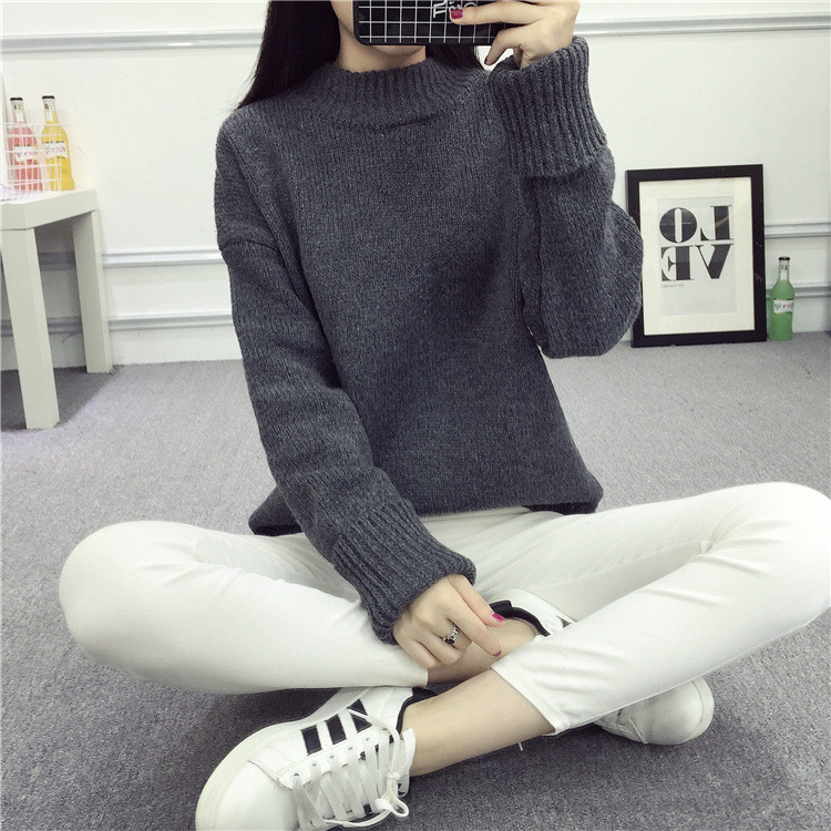Casual γυναικείο πουλόβερ με υψηλό γιακά σε διάφορα χρώματα