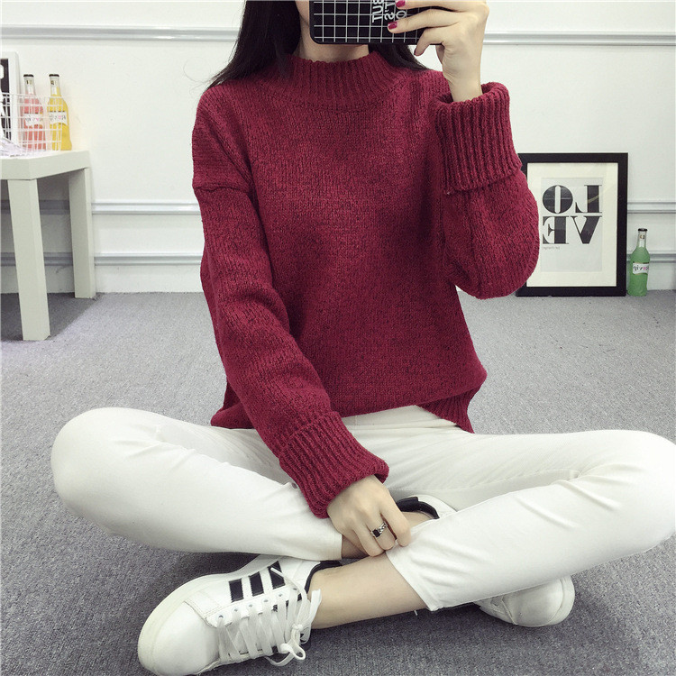 Casual γυναικείο πουλόβερ με υψηλό γιακά σε διάφορα χρώματα