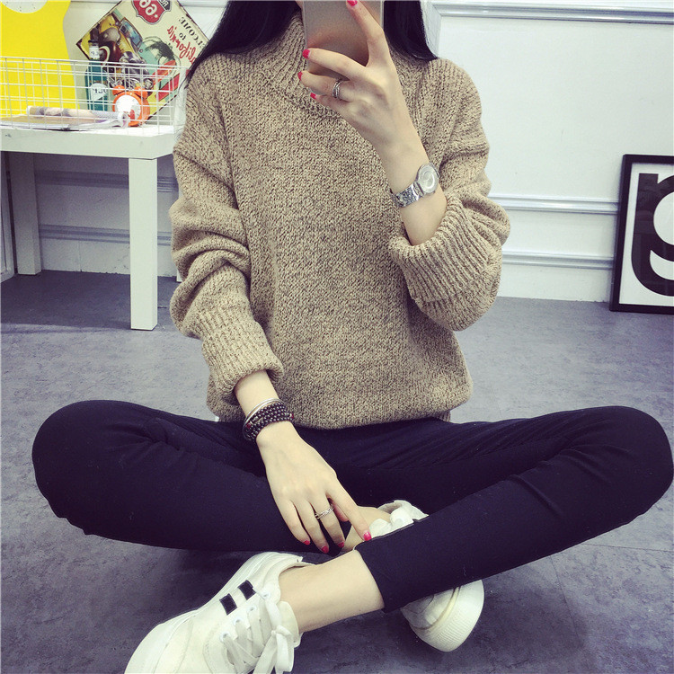 Casual γυναικείο πουλόβερ με υψηλό γιακά σε διάφορα χρώματα