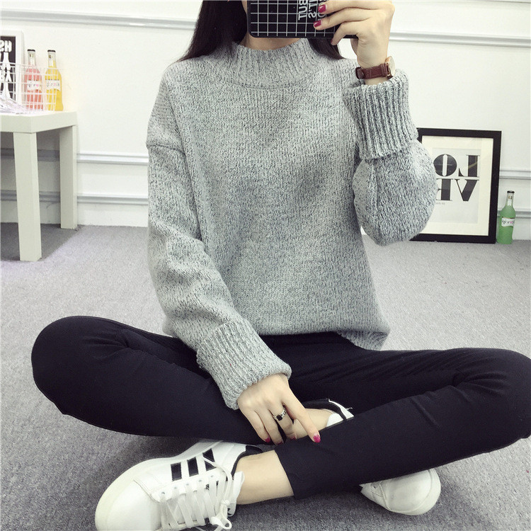 Casual γυναικείο πουλόβερ με υψηλό γιακά σε διάφορα χρώματα