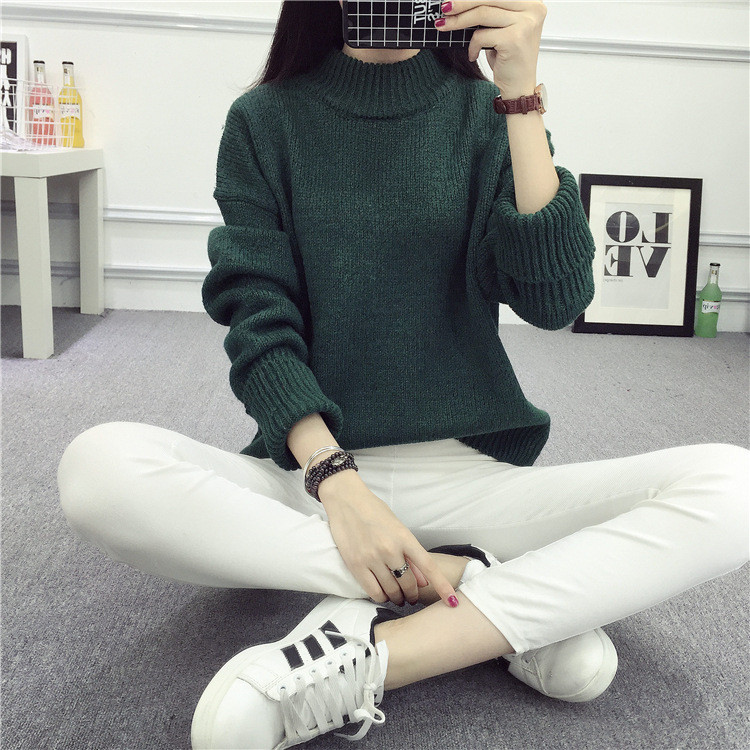 Casual γυναικείο πουλόβερ με υψηλό γιακά σε διάφορα χρώματα