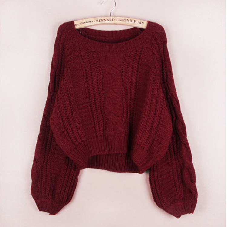 Modern női rövid pulóver O-nyakkal, több színben