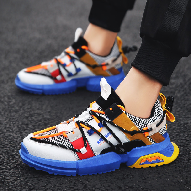 Tenisi casual barbatesti cu model colorat si cravate in mai multe culori