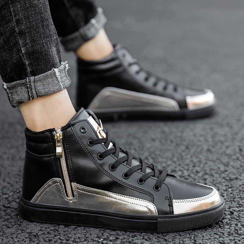 Adidasi moderni pentru barbati in trei culori cu talpa plata si fermoar