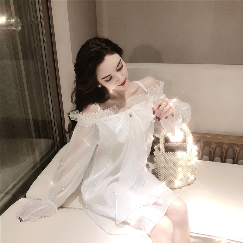 Rochie de dama actuala cu perle decorative in trei culori