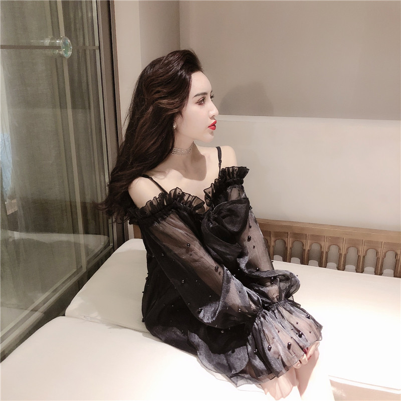 Rochie de dama actuala cu perle decorative in trei culori