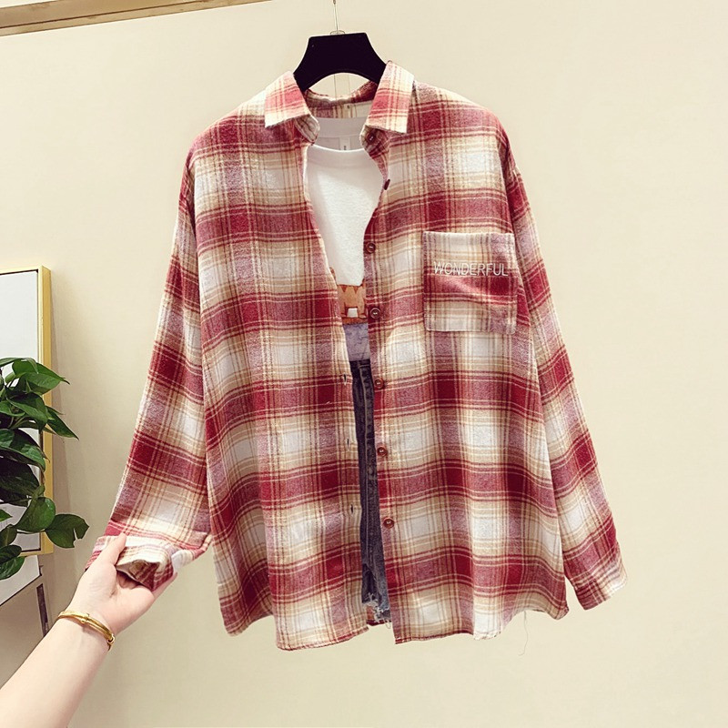 Camasa de dama in carouri model nou cu buzunar in mai multe culori