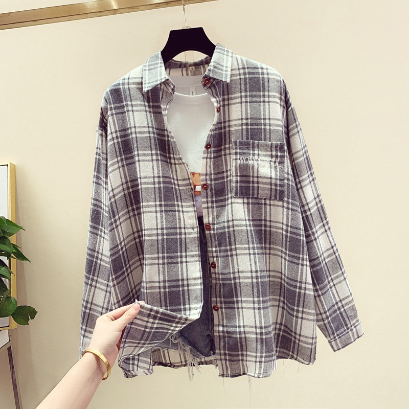 Camasa de dama in carouri model nou cu buzunar in mai multe culori