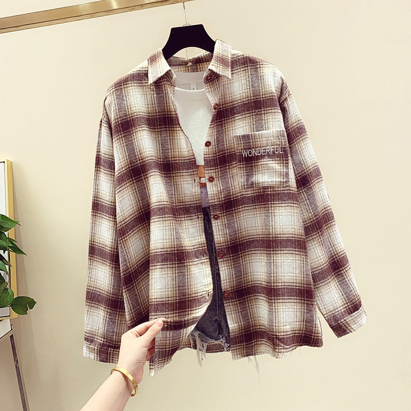 Camasa de dama in carouri model nou cu buzunar in mai multe culori