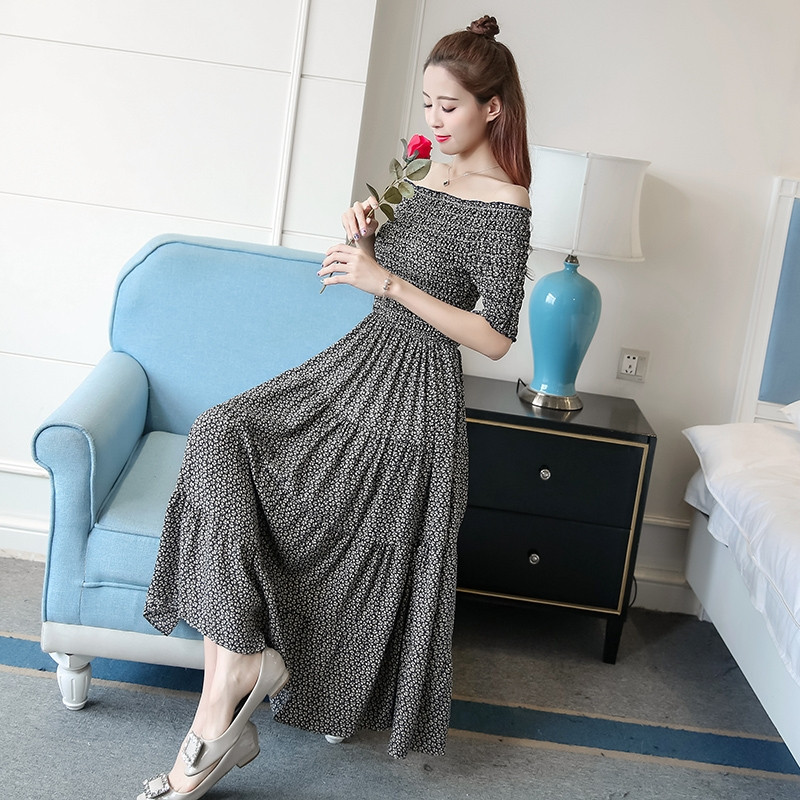 Rochie casual de dama in doua culori cu maneci cazute
