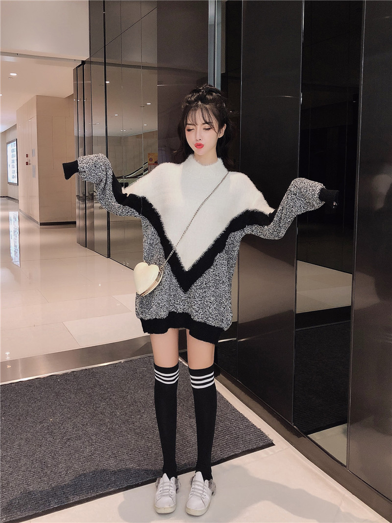 Γυναικείο μακρύ πουλόβερ με μακριά μανίκια