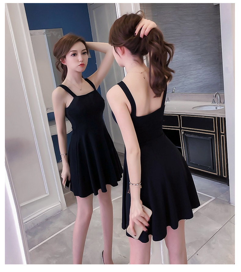 Rochie scurta de dama casual in doua culori - negru si rosu