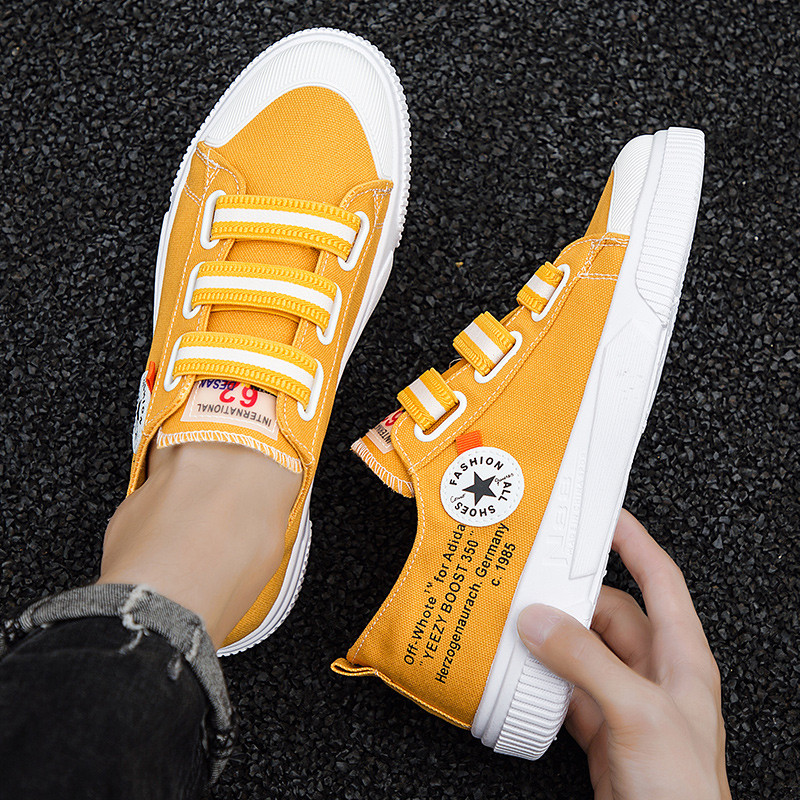 Adidasi moderni pentru barbati in galben si negru cu elastic